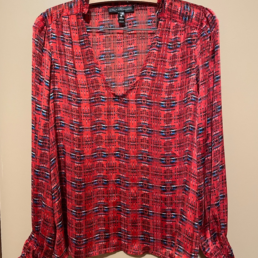Beautiful Aqua Blouse By Pendleton. - image 1